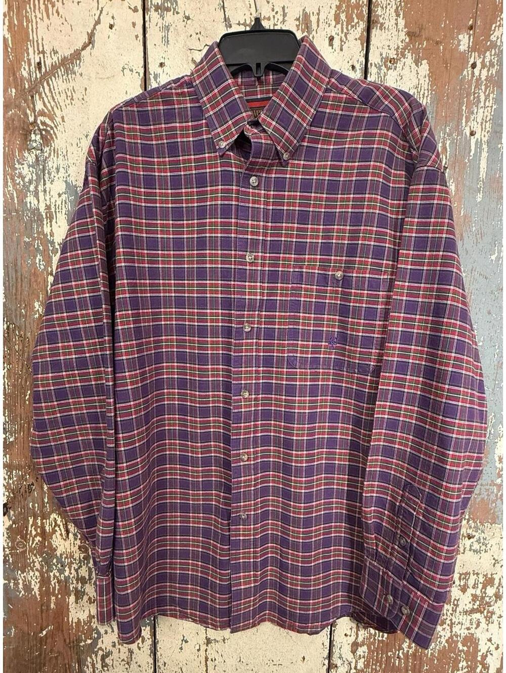 Twenty X 20X Mens Western button down Purple Plaid Shirt, size Large